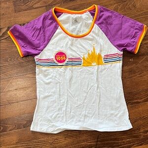 Disney White Purple & Yellow Disneyland 1955 Castle Ringer Tee